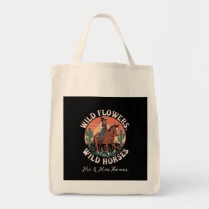 Wilde bloemen en wilde paarden een prachtig eerbet tote bag