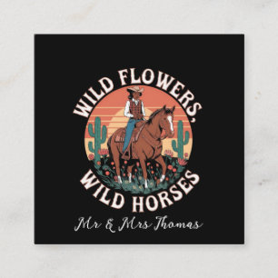 Wilde bloemen en wilde paarden een prachtig eerbet vierkante visitekaartje