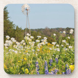 Wilde bloemen en windmolen in Texas Hill Country Onderzetter