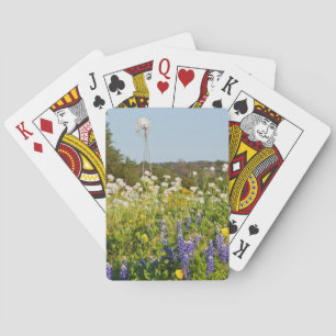 Wilde bloemen en windmolen in Texas Hill Country Pokerkaarten