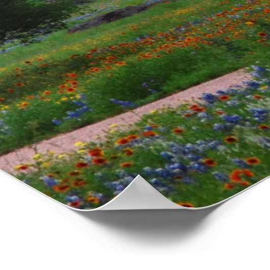 Wilde bloemen en windmolens afdrukken poster (Hoek)