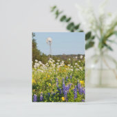Wilde bloemen en windmolens in Texas Hill Country Briefkaart (Staand voorkant)
