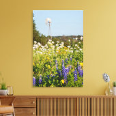 Wilde bloemen en windmolens in Texas Hill Country Canvas Afdruk (Insitu (Woonkamer))