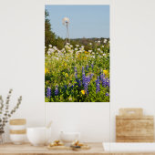 Wilde bloemen en windmolens in Texas Hill Country Poster (Keuken)