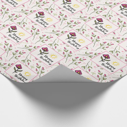 wilde bloemen en zonescherm Birthday Cadeaupapier (Hoek)