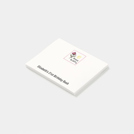 wilde bloemen en zonescherm Birthday Post-it® Notes (Schuin)