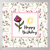  wilde bloemen en zonescherm Birthday Poster (Voorkant)