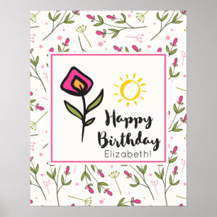  wilde bloemen en zonescherm Birthday Poster