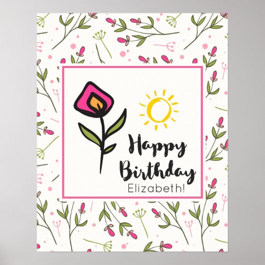  wilde bloemen en zonescherm Birthday Poster (Voorkant)