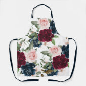 Wilde bloemen en Zonnebloem Monogram Wit Schort (Voorkant)