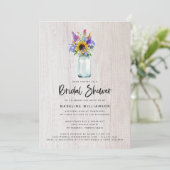 Wilde bloemen en Zonnebloemen Mason Jar Vrijgezell Kaart (Staand voorkant)