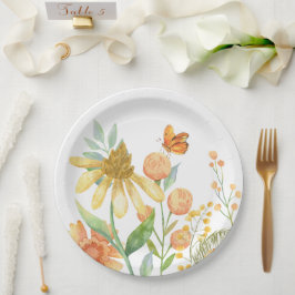 Wilde bloemen esthetische waterverf papieren bordje