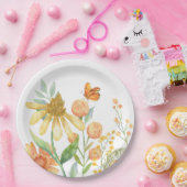 Wilde bloemen esthetische waterverf papieren bordje (Feest)