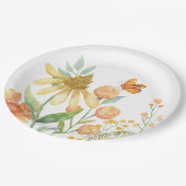 Wilde bloemen esthetische waterverf papieren bordje (Gekanteld)