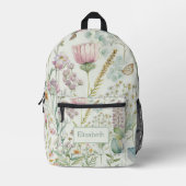 Wilde Bloemen Eucalyptus Monogram Naam Initiaal Bedrukte Rugzak (Voorkant)