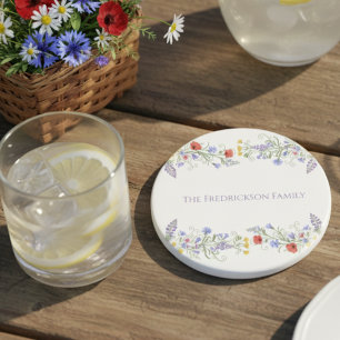 Wilde Bloemen Fantasie Familienaam Botanisch Bloem Zandsteen Onderzetter