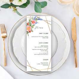Wilde bloemen Faux Gold Foil Geometric Lijst Rusti Menu