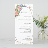 Wilde bloemen Faux Gold Foil Geometric Lijst Rusti Menu (Staand voorkant)