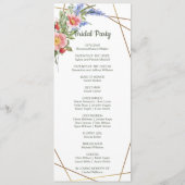 Wilde bloemen Faux Gold Foil Geometric Lijst Rusti Programmakaart (Achterkant)