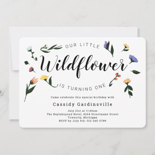 Wilde bloemen Floral Baby eerste verjaardag Kaart (Voorkant)