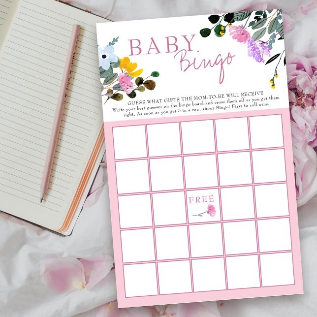 Wilde bloemen Floral Baby shower Bingo Game (Bingo Game card from my Wildflower Lawn Collection.
)