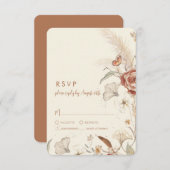 Wilde bloemen Floral BOHO Cream Terracotta Wedding RSVP Kaartje (Voorkant / Achterkant)