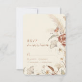 Wilde bloemen Floral BOHO Cream Terracotta Wedding RSVP Kaartje (Voorkant)