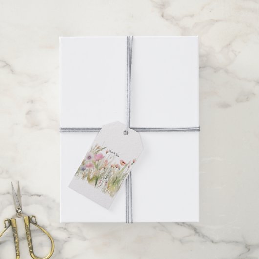 Wilde bloemen Floral Cadeaulabel (Met Touw)