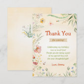 Wilde bloemen Floral Colorful Birthday Girl Guest Bedankkaart (Voorkant / Achterkant)