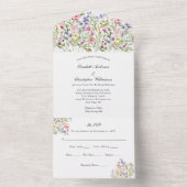 Wilde bloemen Floral Elegant Classic Wedding All In One Uitnodiging (Binnen)