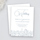 Wilde bloemen Floral Elegant Dusty Blue Wedding Uitnodiging Briefkaart