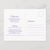 Wilde bloemen Floral Elegant Lila Wedding Uitnodiging Briefkaart (Achterkant)