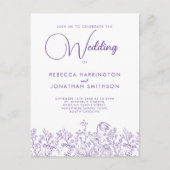 Wilde bloemen Floral Elegant Lila Wedding Uitnodiging Briefkaart (Voorkant)