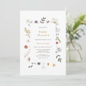 Wilde bloemen Floral Lijst Baby shower Kaart (Staand voorkant)