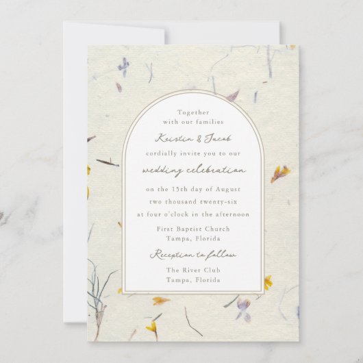 Wilde bloemen Floral Paper Modern Digital Wedding Kaart (Voorkant)