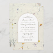 Wilde bloemen Floral Paper Modern Digital Wedding Kaart (Voorkant / Achterkant)