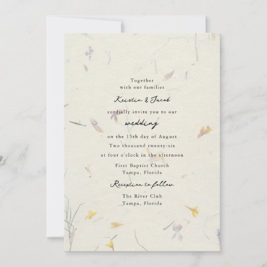 Wilde bloemen Floral Paper Modern Digital Wedding Kaart (Voorkant)