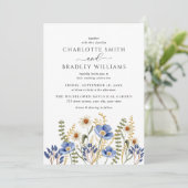 Wilde bloemen Floral Periwinkle Wedding Kaart (Staand voorkant)