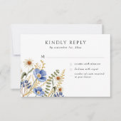 Wilde bloemen Floral Periwinkle Wedding RSVP Kaart (Voorkant)