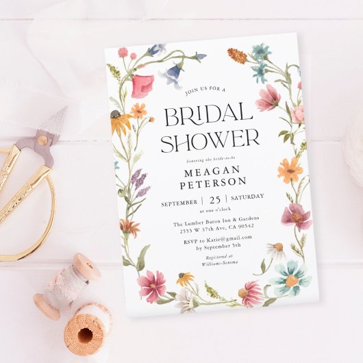 Wilde bloemen Floral Spring Bridal Shower Invitati Kaart