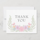 Wilde bloemen Floral Wedding Bedankkaart (Voorkant)