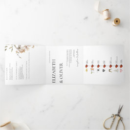 Wilde bloemen Floral Wedding Drieluik Uitnodiging
