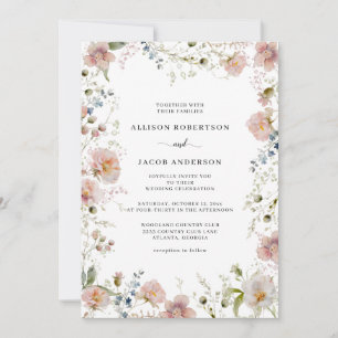 Wilde bloemen Floral Wedding Kaart