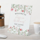 Wilde bloemen florele baby-meisje douche welkom-te reclamebord met voetstuk (Insitu)