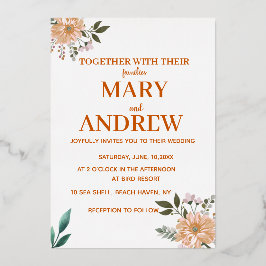 Wilde bloemen folie uitnodiging