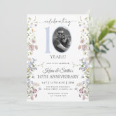 Wilde bloemen Foto 10e verjaardag Kaart (Staand voorkant)