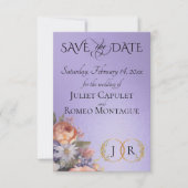 Wilde Bloemen, Foto & Blad Monogram - Blauwe Serin Save The Date (Voorkant)