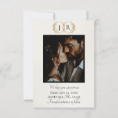 Wilde Bloemen, Foto & Blad Monogram - Crème Save The Date (Achterkant)