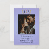 Wilde Bloemen, Foto & Blad Monogram - Hemelblauw Save The Date (Achterkant)