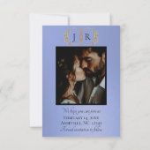 Wilde Bloemen, Foto & Blad Monogram - Hemelblauw Save The Date (Achterkant)